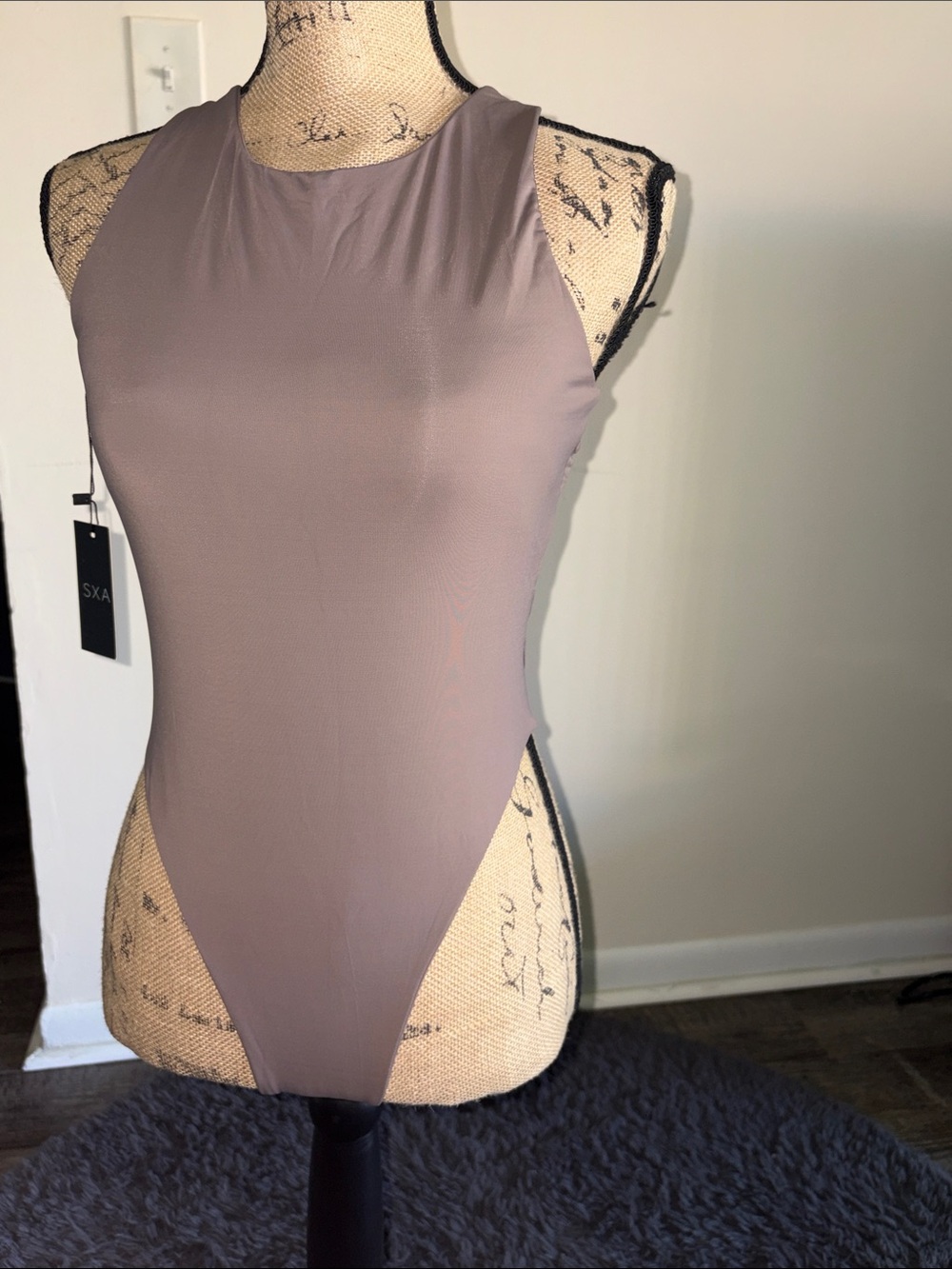 SXA Sleek Taupe High Neck Swimsuit